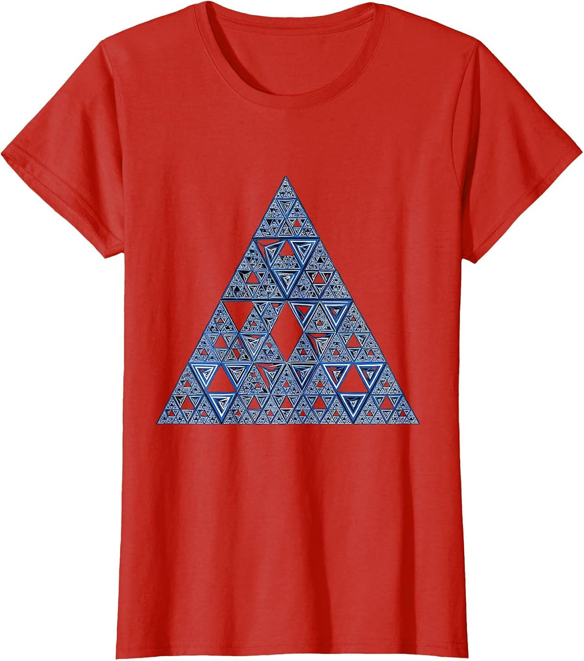 Infinite Triangles Fractal Math Teacher Design T-Shirt - Red