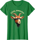 Women's Cool Enough Paper Cutout Goat Head Humor Novelty Animal T-Shirt - Kelly Green