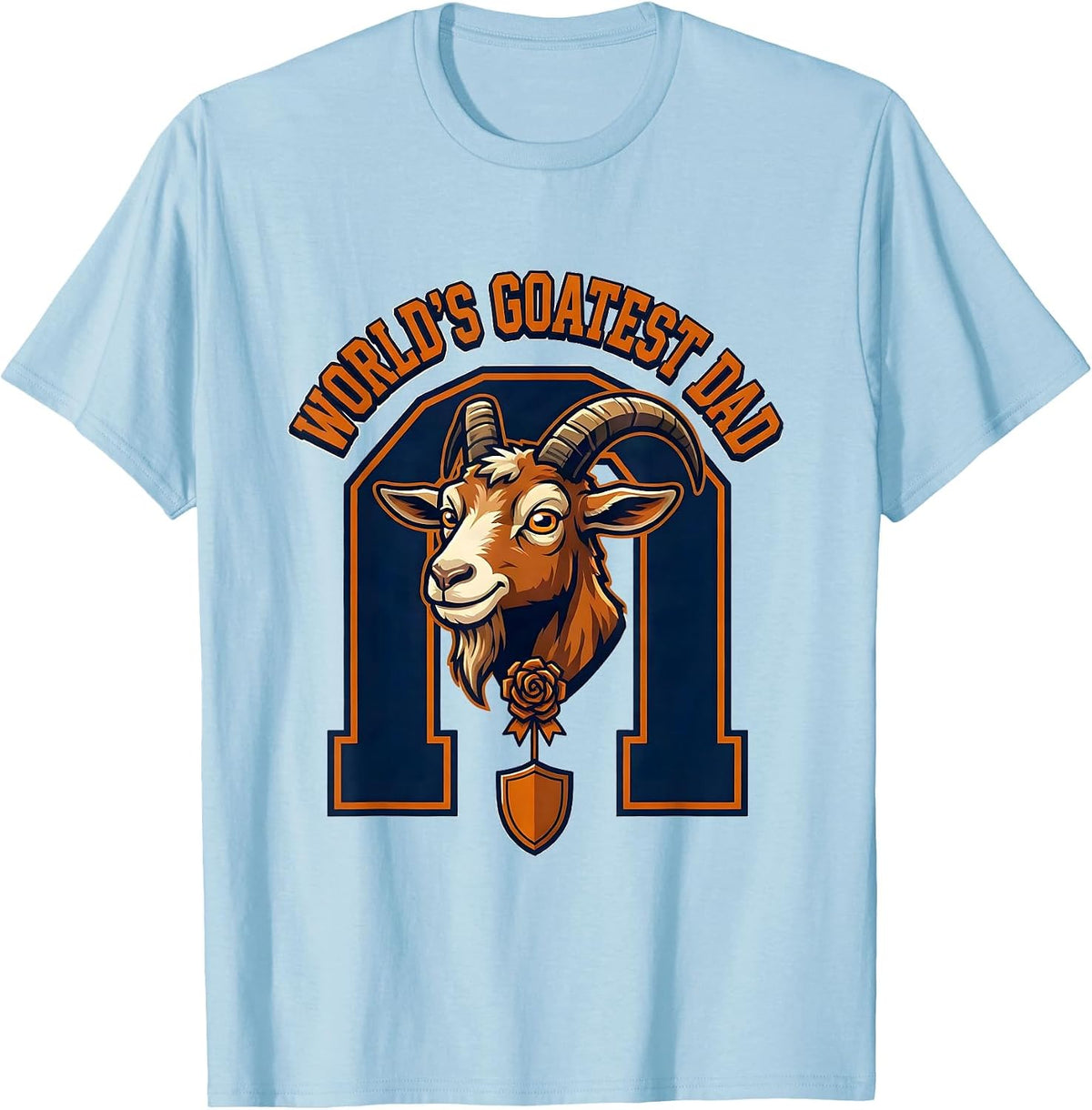 Men's World's Goatest Dad Funny Goat Pun Dad Joke Meme Humor T-Shirt - Baby Blue