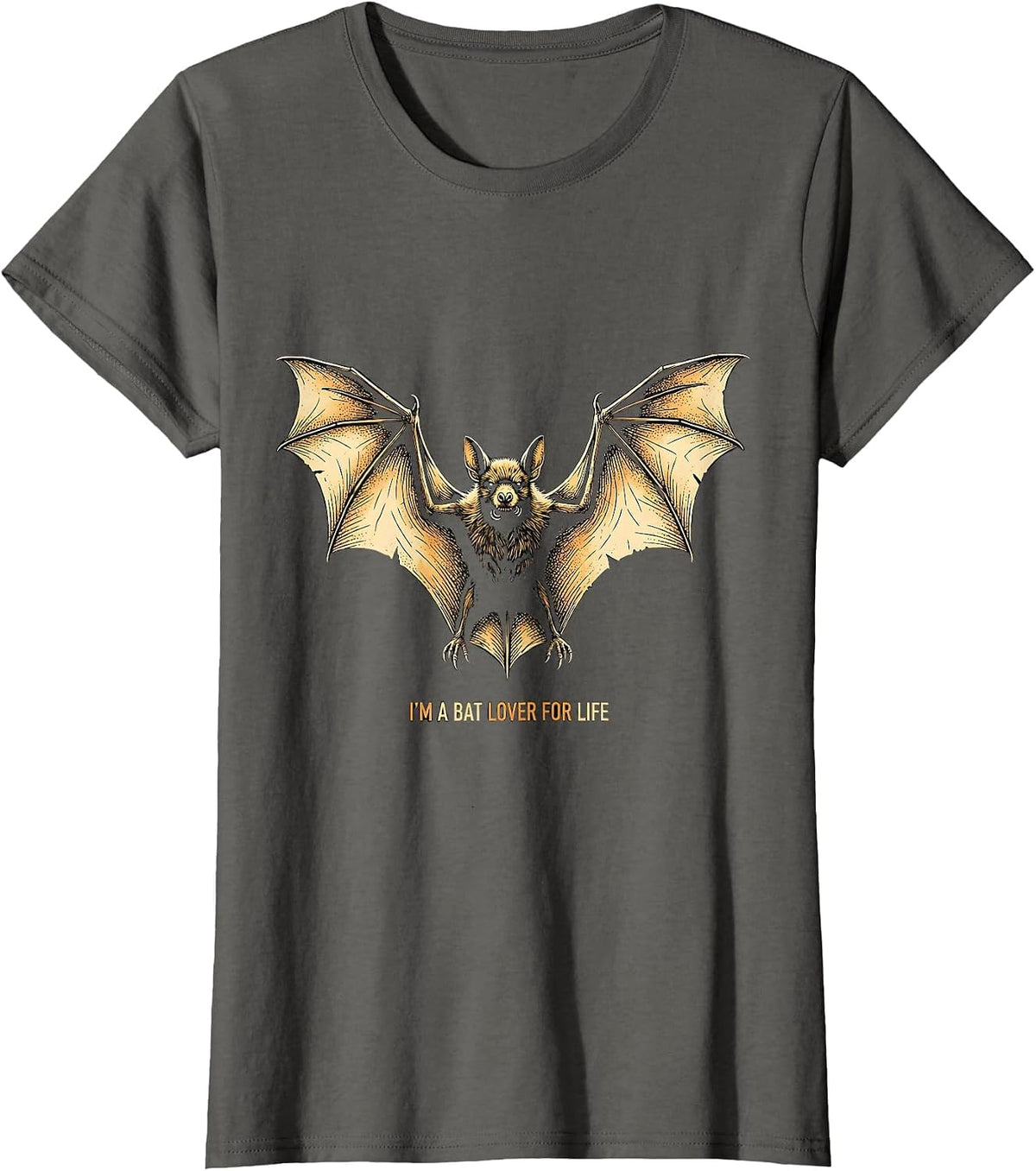 Women's I'm A Bat Lover For Life Funny Bat Wildlife Conservation T-Shirt - Asphalt Grey