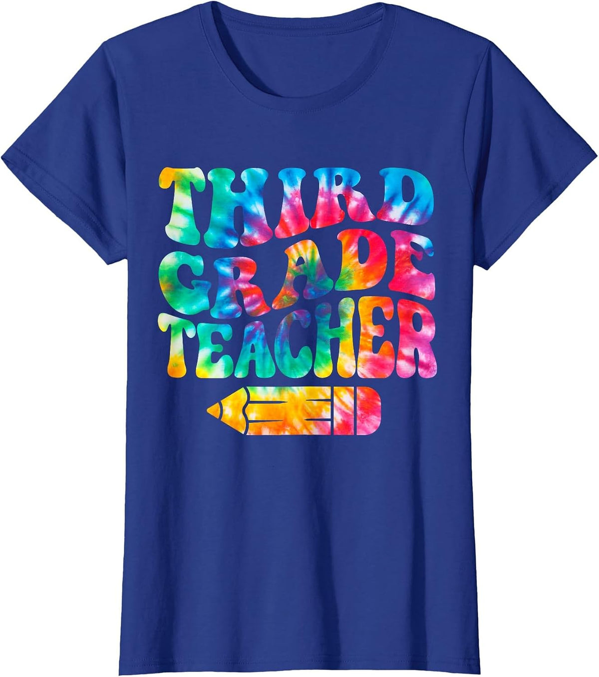 Retro Third Grade Teacher Tie Dye Funny 3rd Grade Teacher T-Shirt - Royal Blue