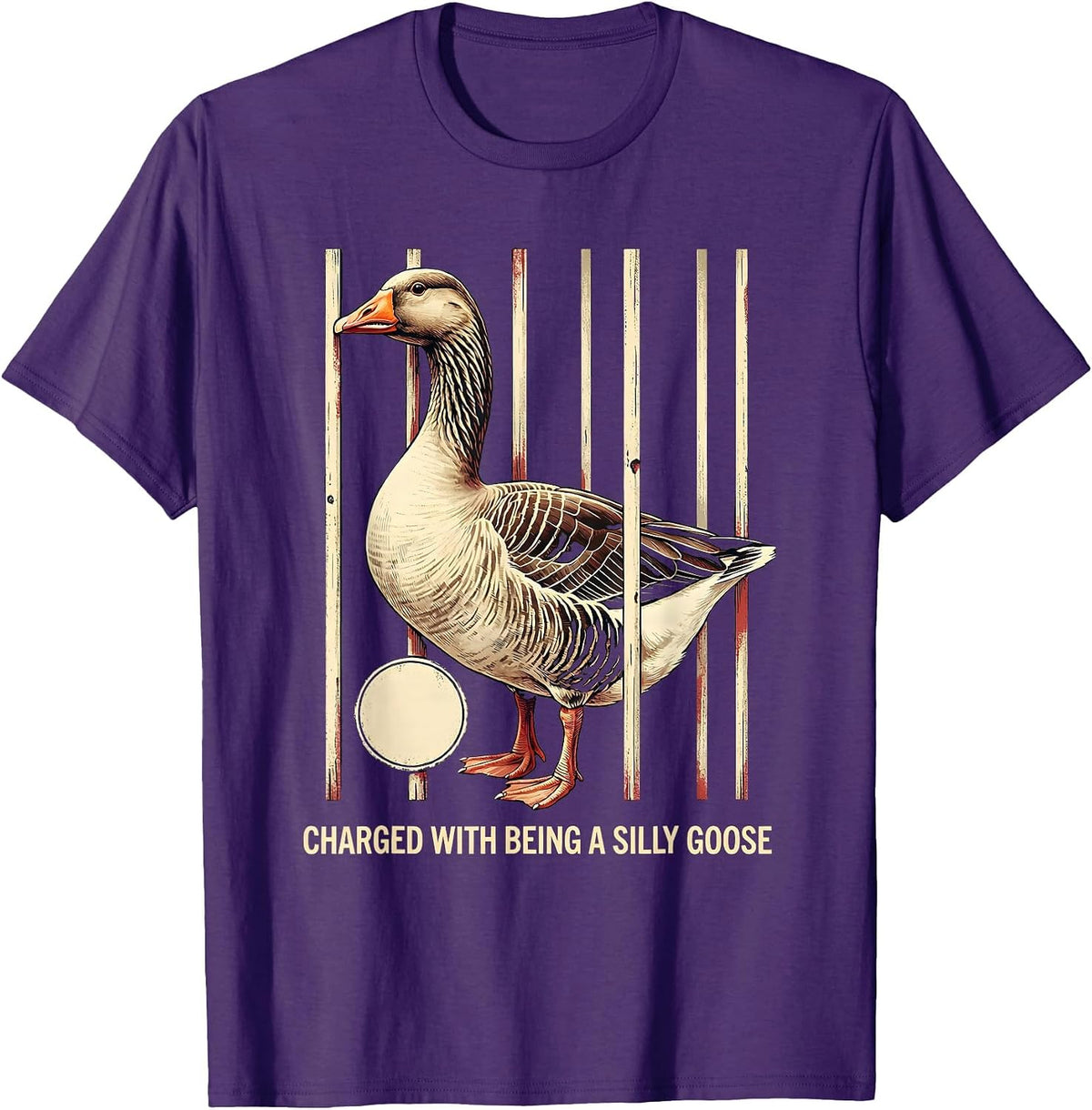 Men's Charged With Being A Silly Goose Vintage Funny Goose Meme T-Shirt - Purple