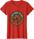 Women's I Just Want To Knit And Hang Out With My Goats Funny Goat T-Shirt - Red