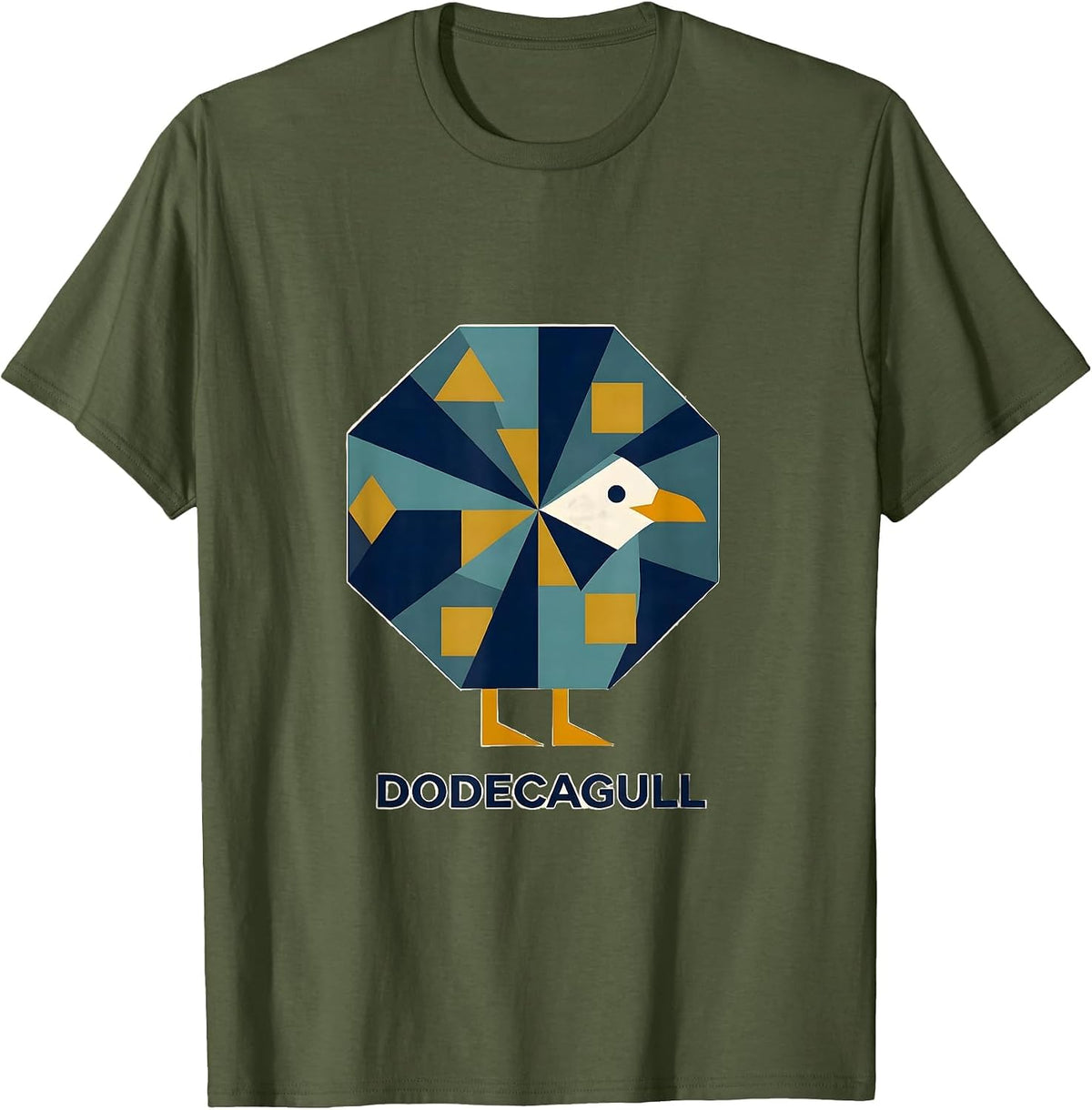 Men's Dodecagull Quilt Block Patchwork Math Teacher Pun Humor T-Shirt - Olive Green