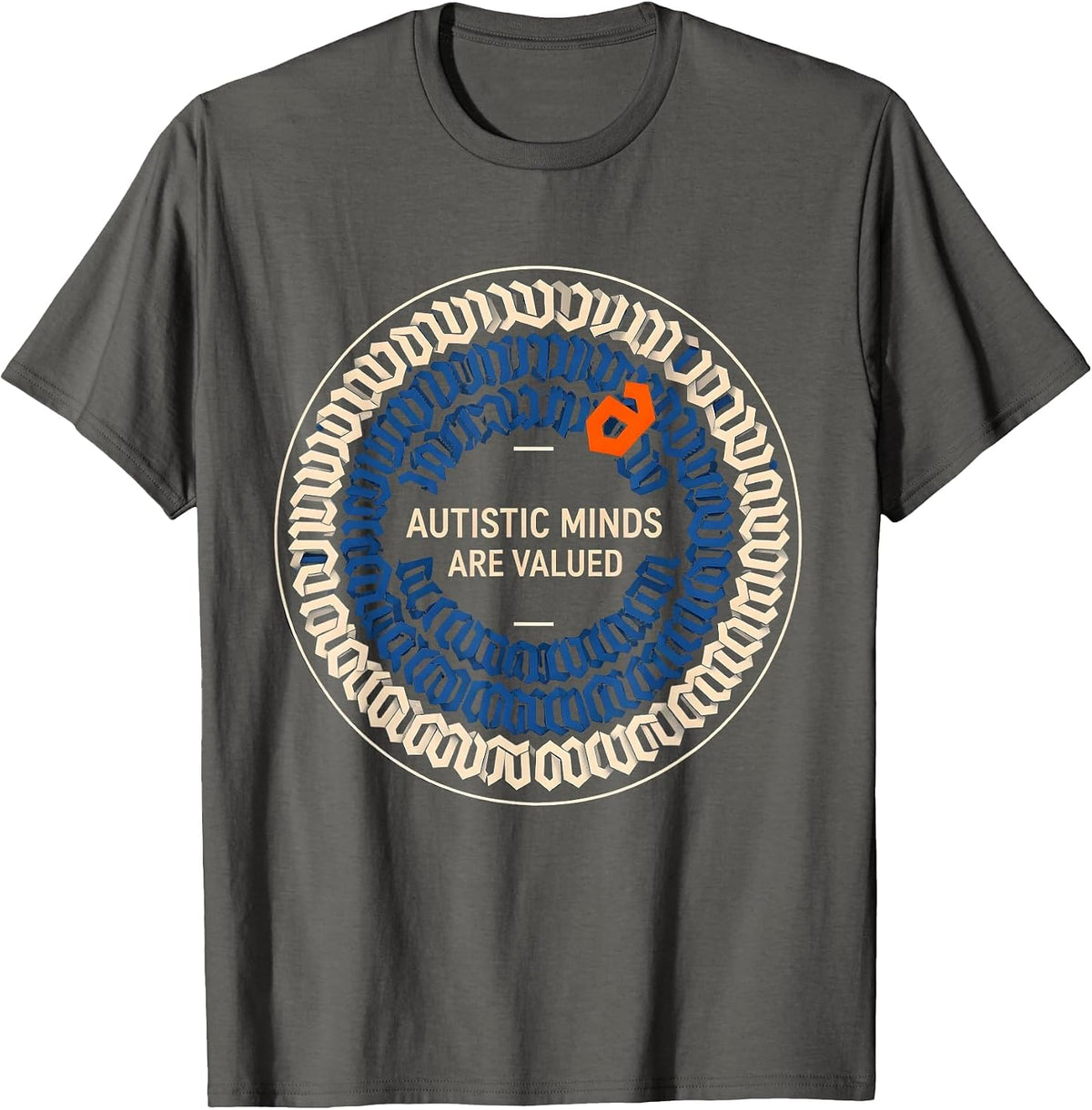 Autistic Minds Are Valued Geometric Neurodiversity Identity T-Shirt - Asphalt Grey