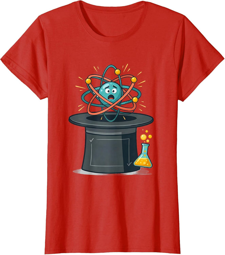 Women's Magician Atom Chemist Science Nerd Humor T-Shirt - Red
