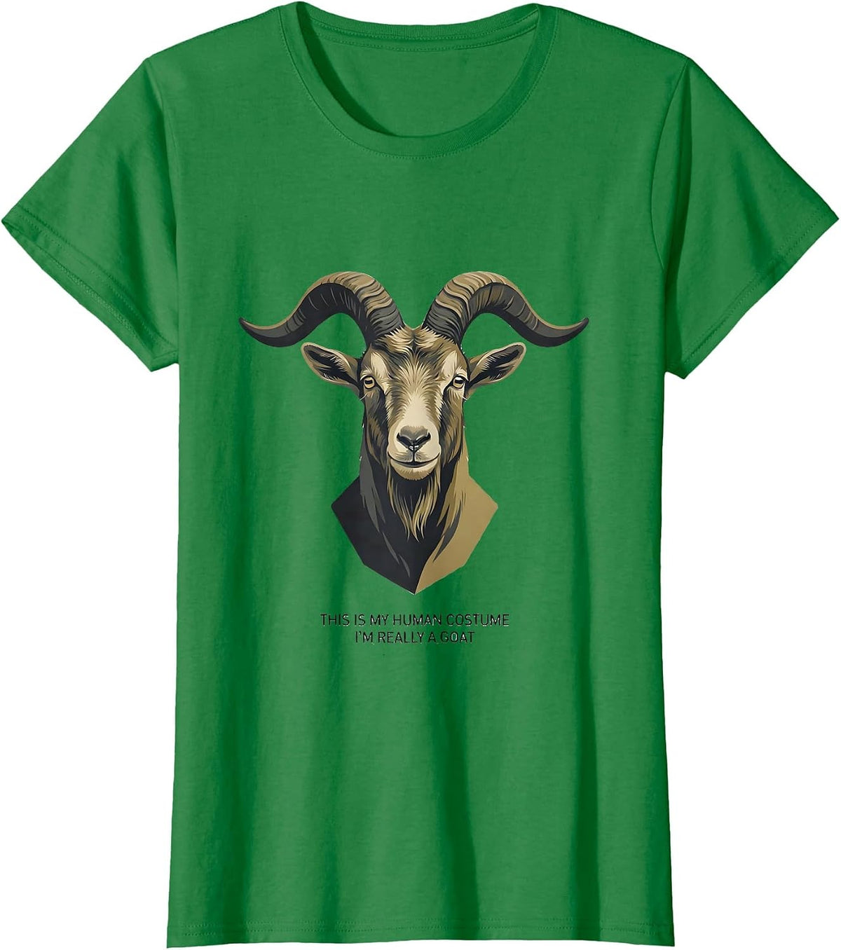 Women's This Is My Human Costume, I'm Really A Goat Halloween T-Shirt - Kelly Green