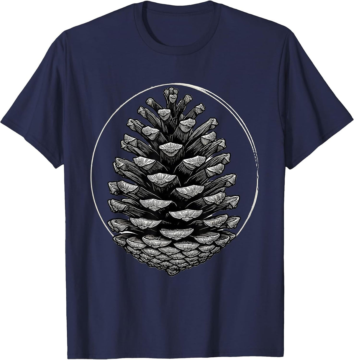 Pinecone Spiral Sacred Geometry Math Enthusiast T-Shirt - Navy Blue