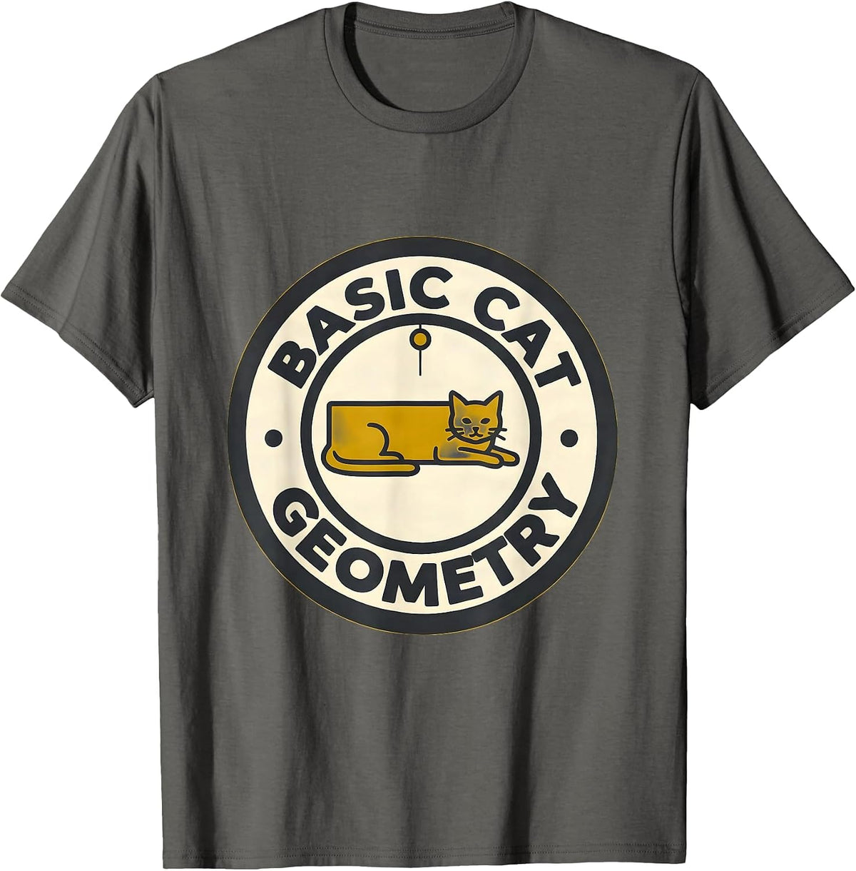 Basic Cat Geometry Funny Math Cat Lover Teacher Gift T-Shirt - Asphalt Grey