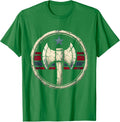 Men's Rugged Lumberjack Splitting Log With Axe T-Shirt - Kelly Green