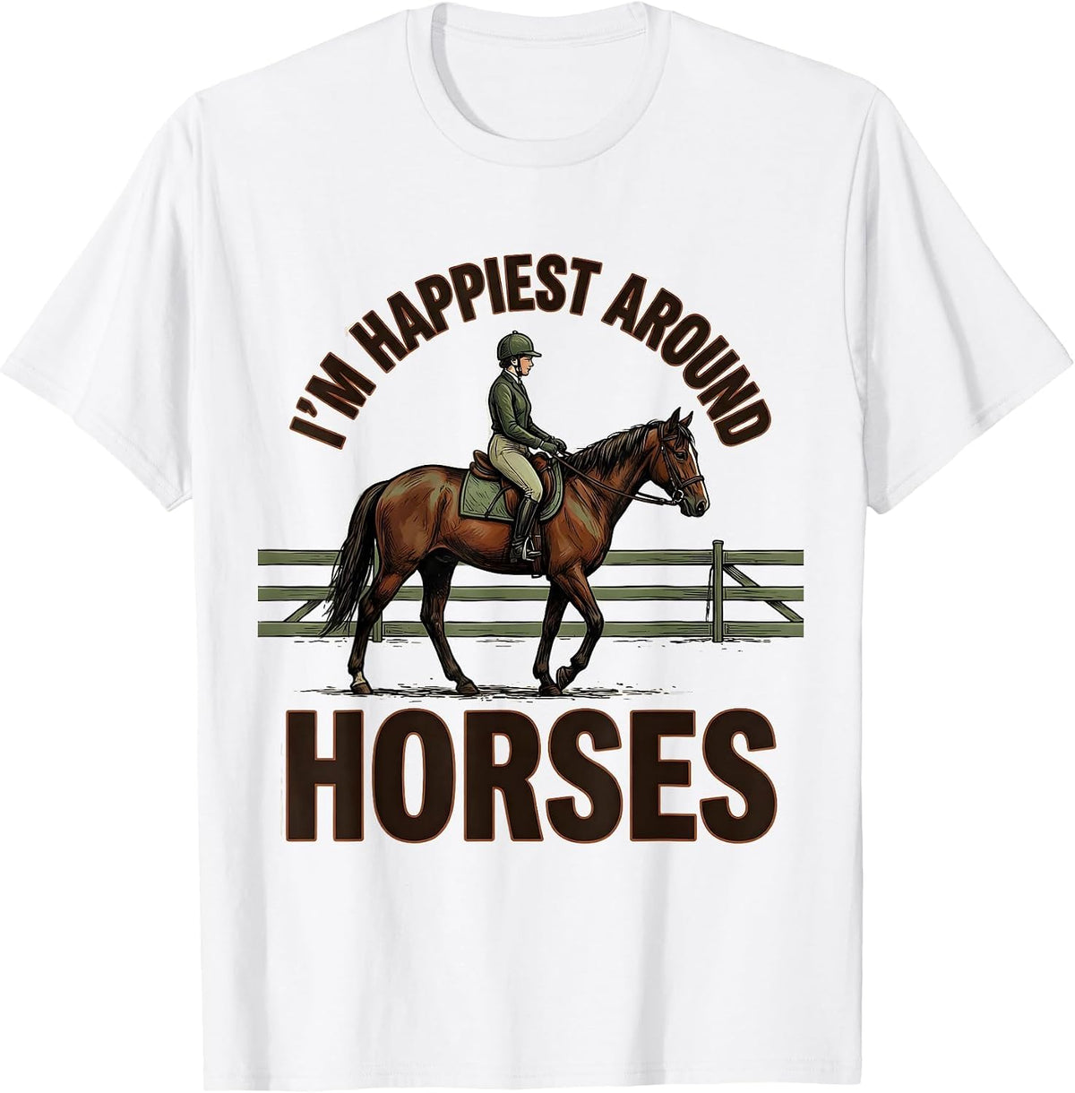 Men's I’m Happiest Around Horses Funny Horse Lover Equestrian T-Shirt - White