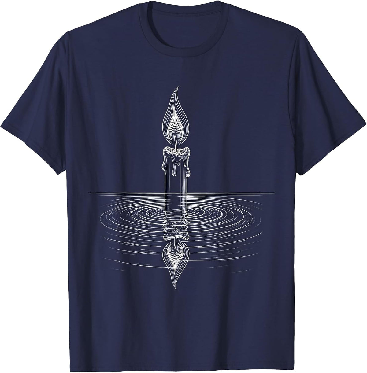 Men's Mental Health Matters Candle Flame Reflection Art T-Shirt - Navy Blue