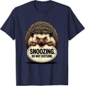 Snoozing Do Not Disturb Cartoon Hedgehog Sleep Humor T-Shirt - Navy Blue