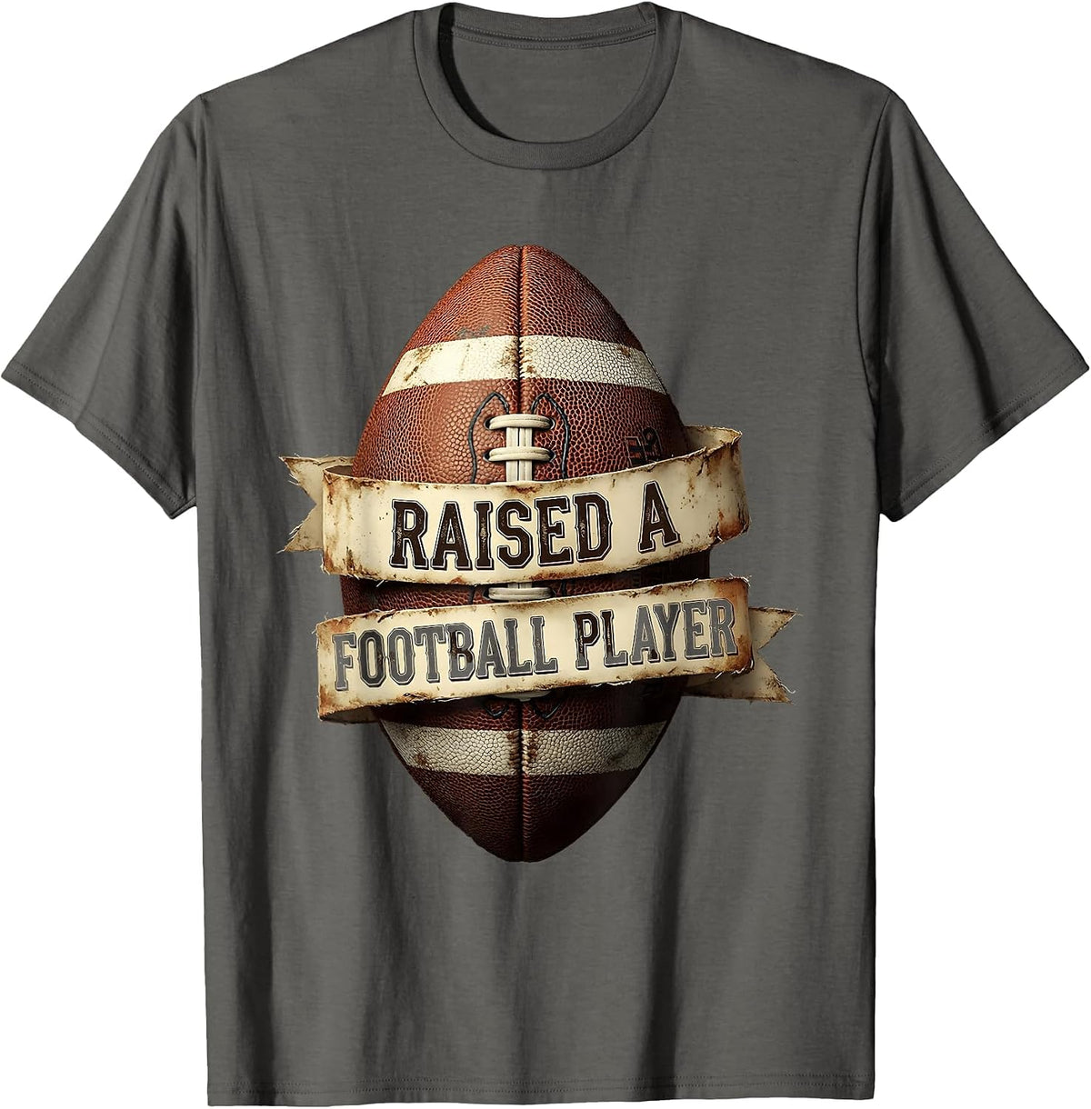 Raised a Football Player Proud Football Dad Design T-Shirt - Asphalt Grey