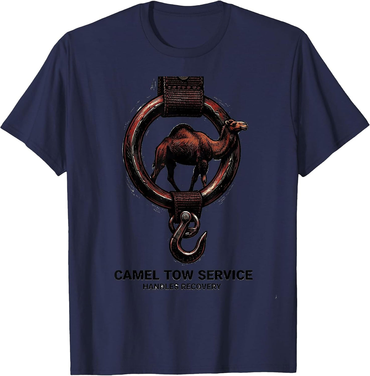 Camel Tow Service Handles Recovery Funny Tow Truck Adult T-Shirt - Navy Blue