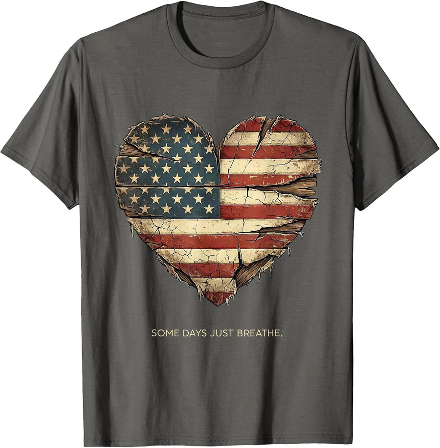 Some Days Just Breathe Mental Health Matters Design T-Shirt - Asphalt Grey