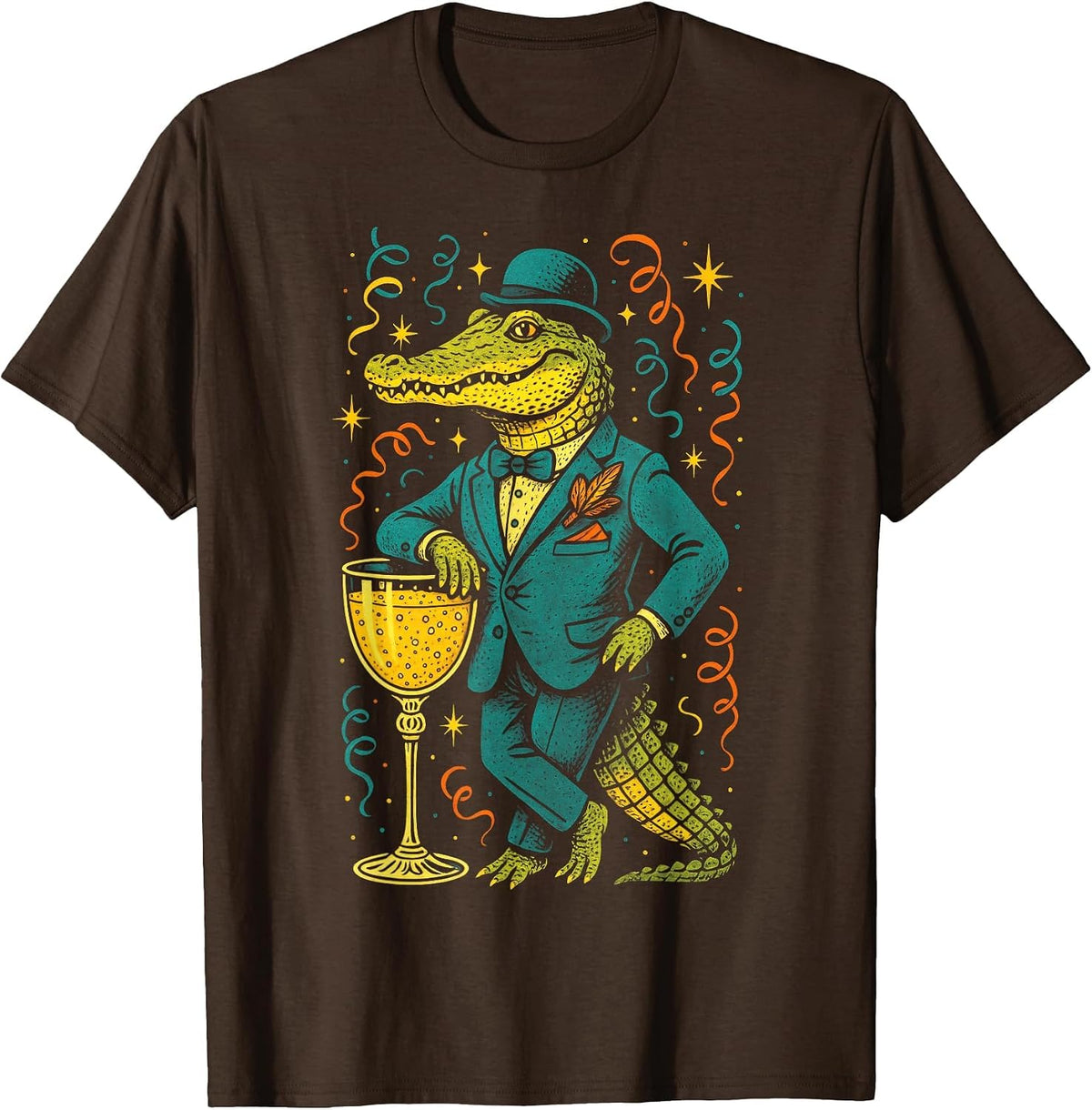 Mardigator - Mardi Gras Alligator Costume T-Shirt - Brown