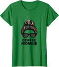 Women's Coffee Mombie Funny Messy Bun Mom Halloween Costume T-Shirt - Kelly Green