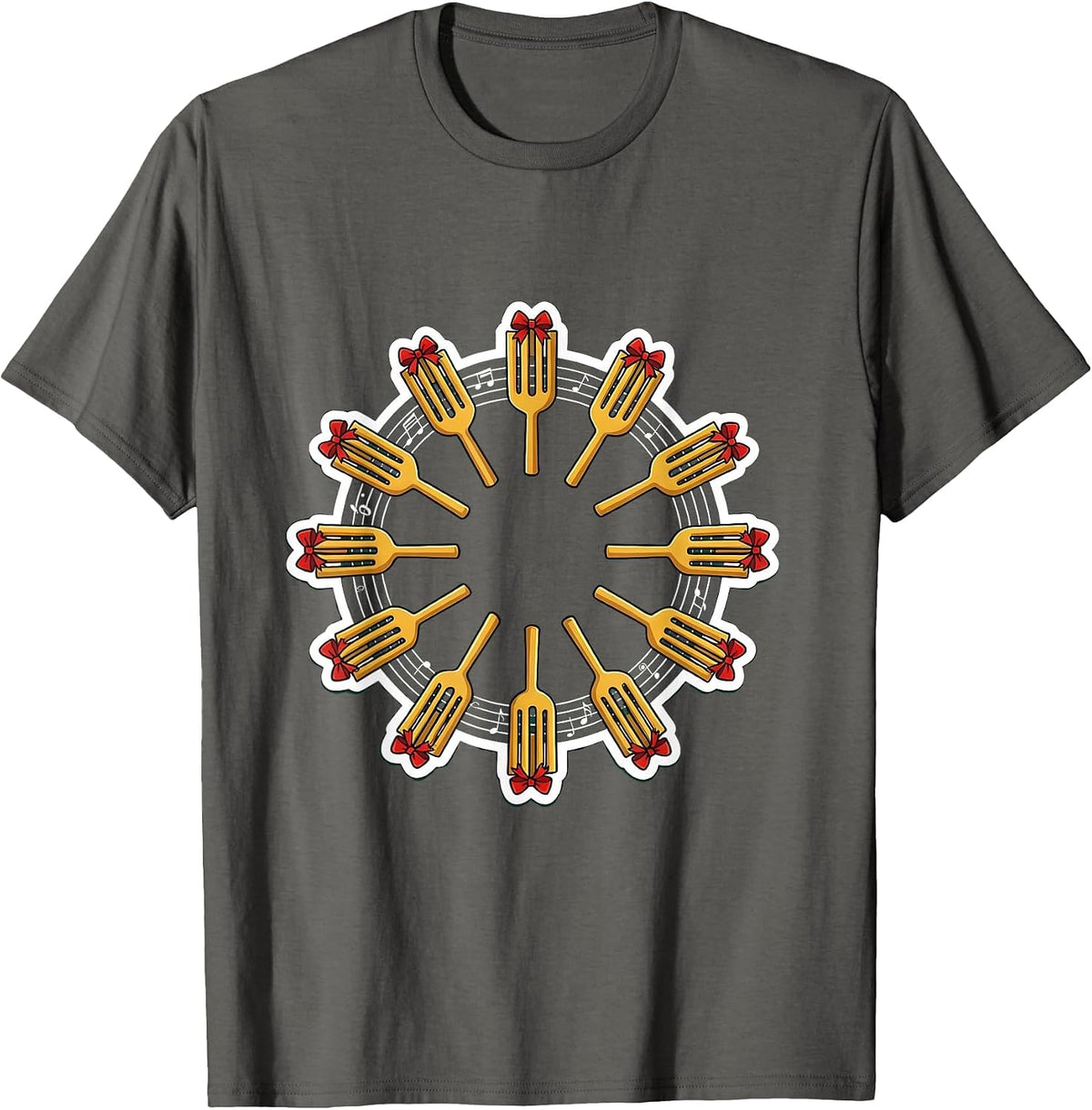 Tuning Forks Teacher Christmas Humor Gift T-Shirt - Asphalt Grey
