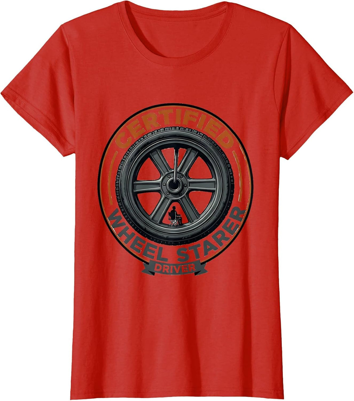 Certified Driver-Wheel Starer Editorial Conceptual Train T-Shirt - Red