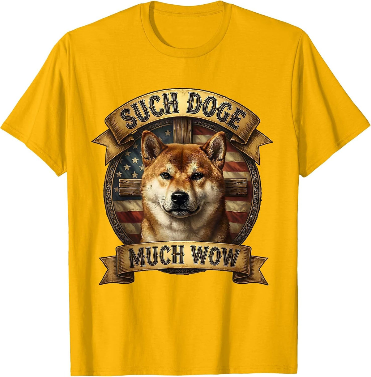 Such Doge Much Wow Classic Meme Design T-Shirt - Golden Yellow