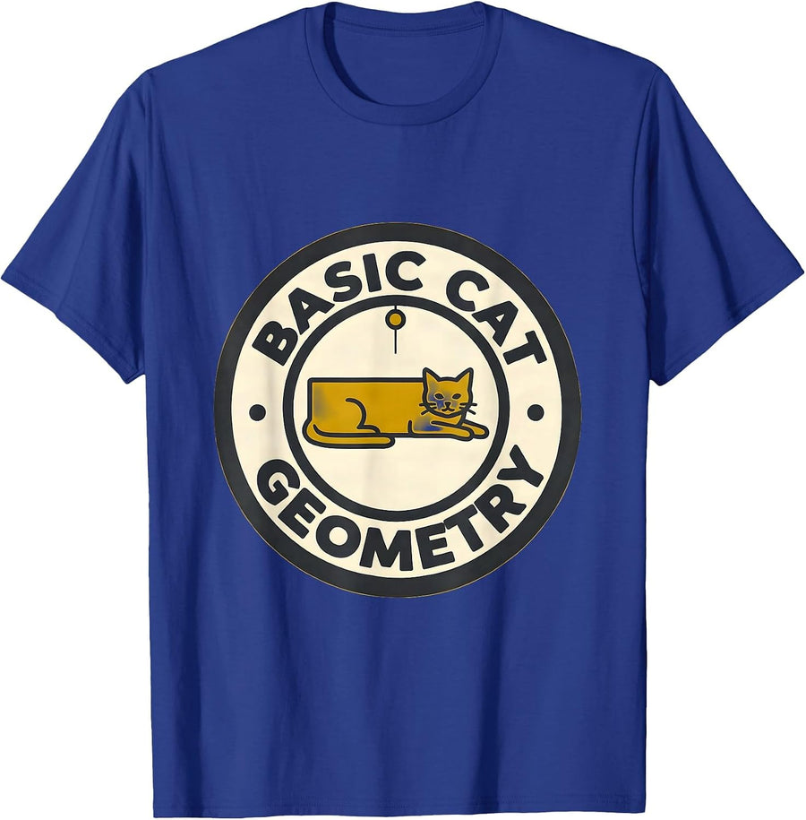Basic Cat Geometry Funny Math Cat Lover Teacher Gift T-Shirt - Royal Blue