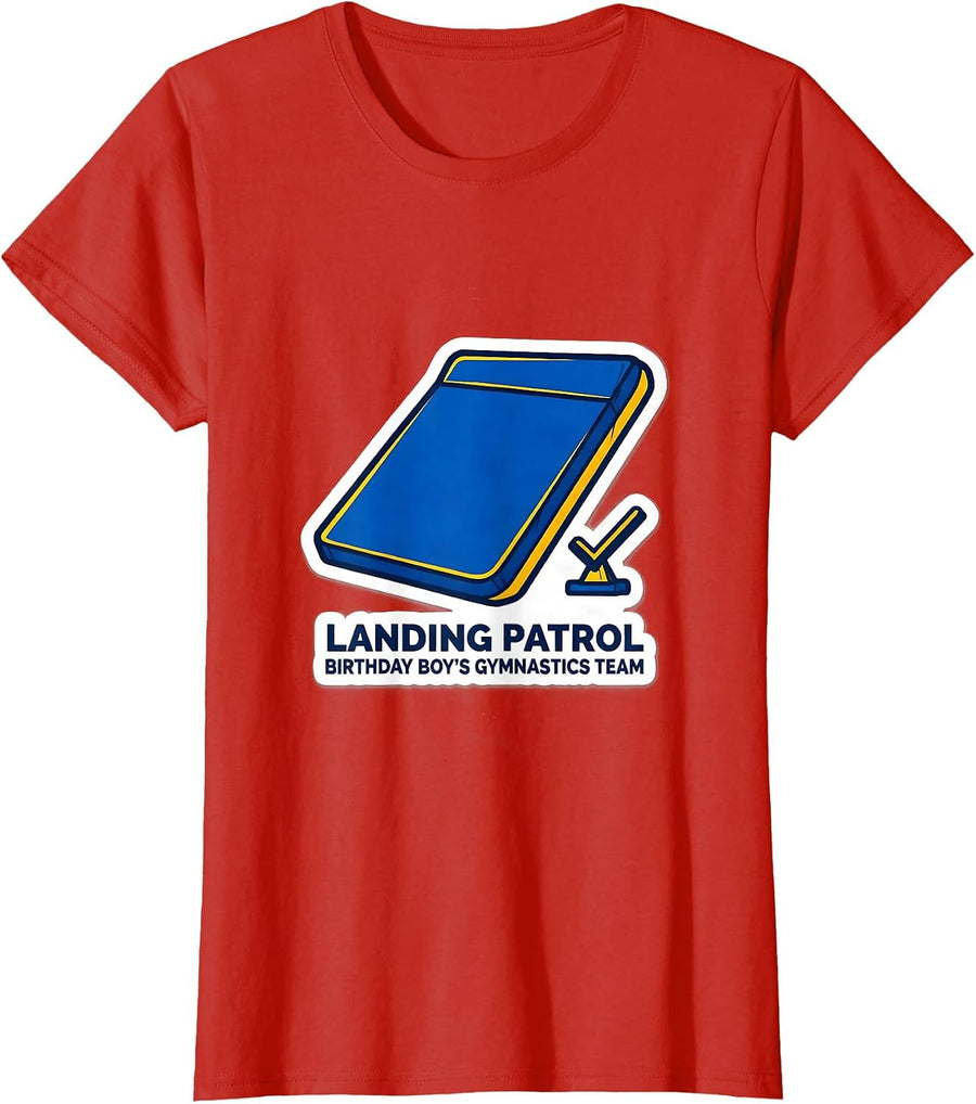 Women's Landing Patrol Birthday Boy's Gymnastics Team Family T-Shirt - Red
