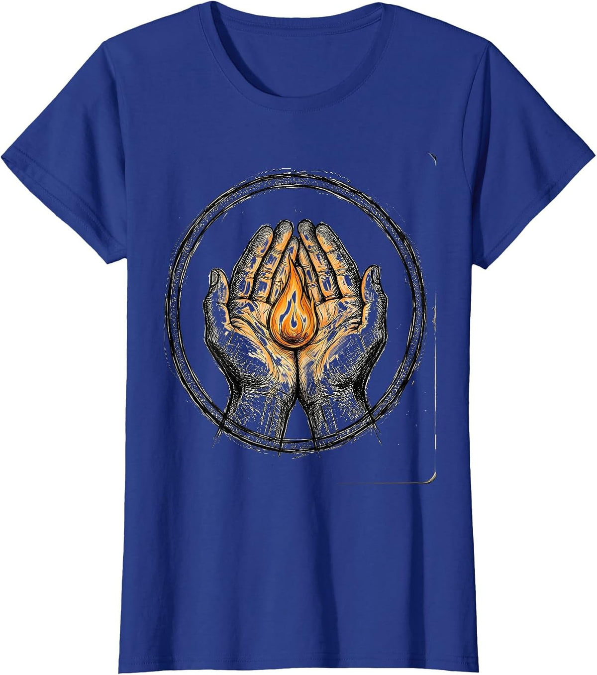 Women's Mental Health Matters Cupped Hands Glowing Flame T-Shirt - Royal Blue