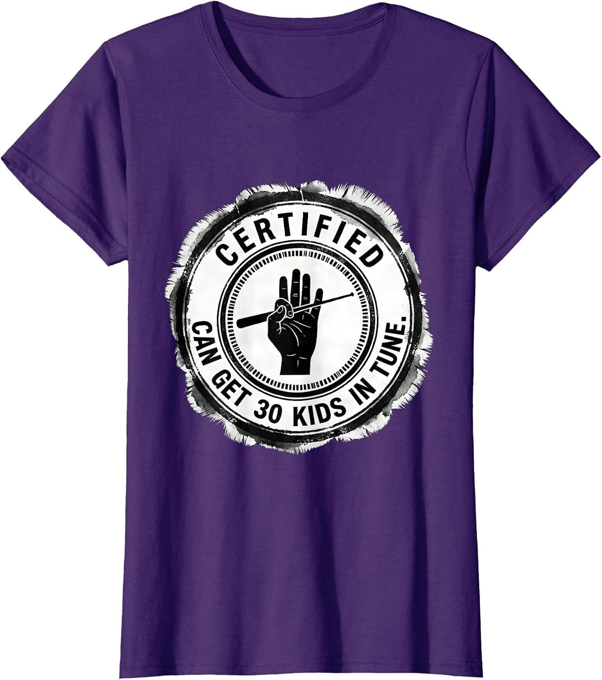 Women's Certified: Can Get 30 Kids In Tune Funny Music Teacher T-Shirt - Purple