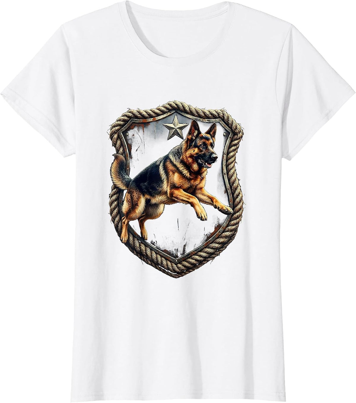 Women's K9 Dog Mid-Leap Action Graphic T-Shirt - White