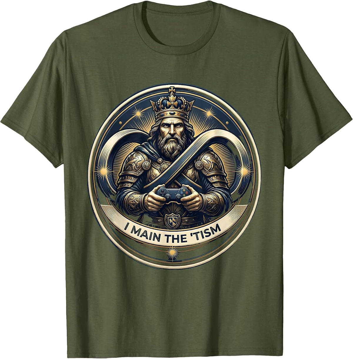 I Main The Tism Funny Neurodiversity Meme Autistic ADHD T-Shirt - Olive Green