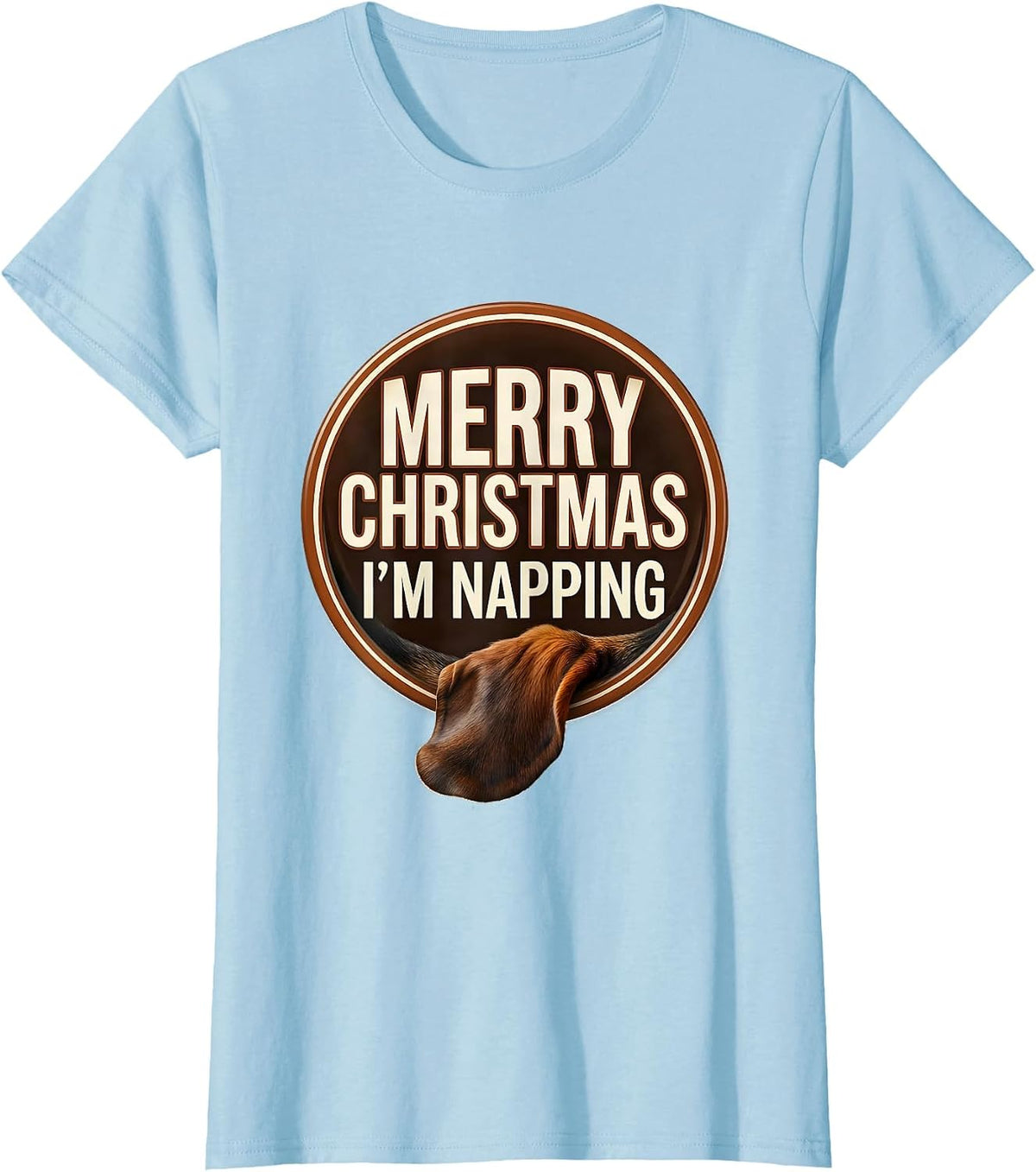 Merry Christmas I'm Napping Funny Basset Hound Dog Lover T-Shirt - Baby Blue