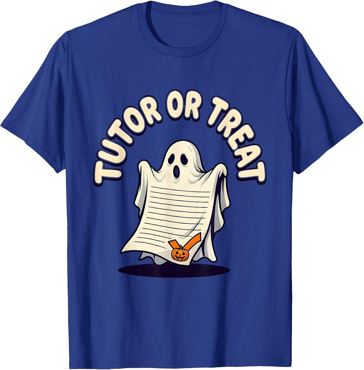 Men's Tutor Or Treat Funny Teacher Halloween Ghost Costume T-Shirt - Royal Blue