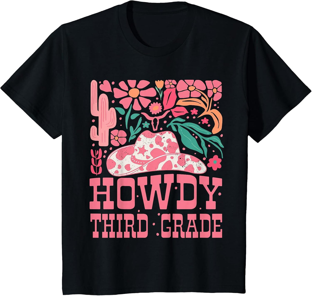 Howdy Third Grade Western Cowgirls 3rd Grade Squad Teacher T-Shirt - Black