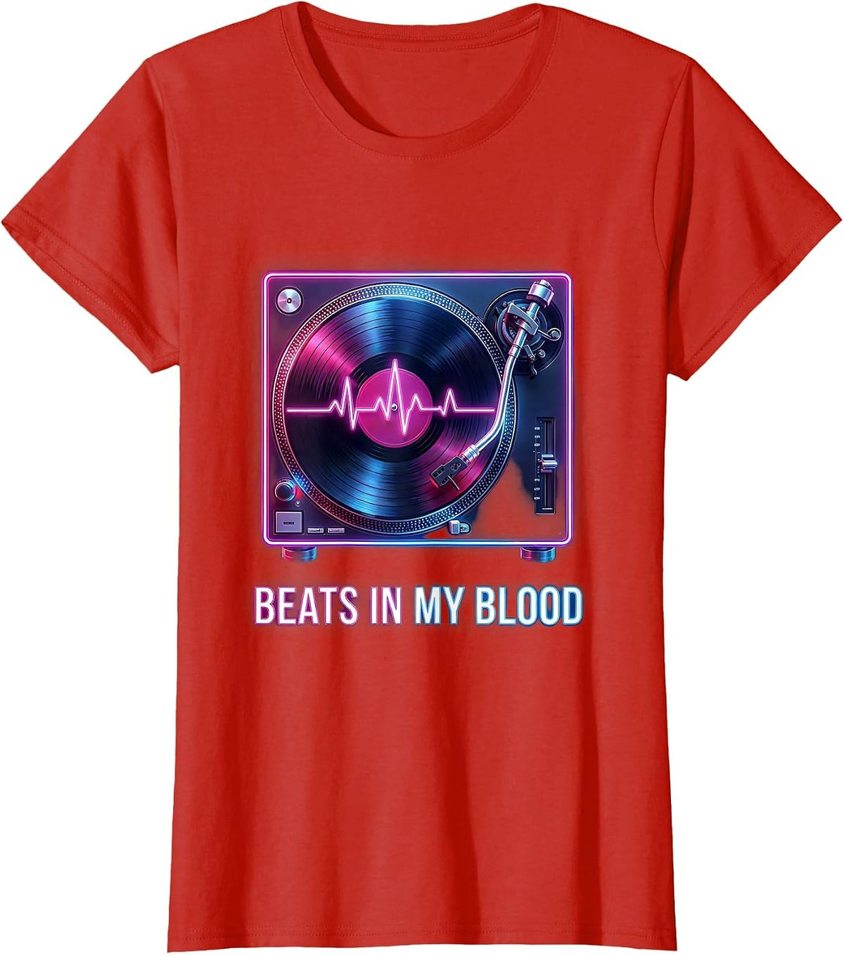 Beats In My Blood Hip Hop Music Design T-Shirt - Red