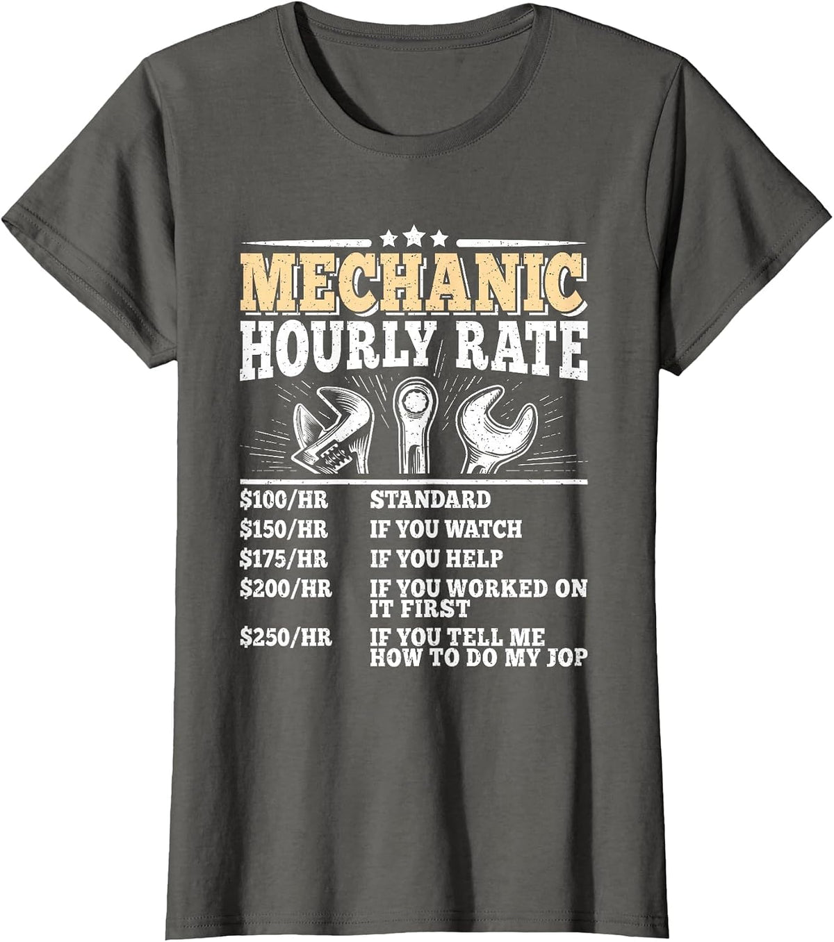 Mechanic Hourly Rate Funny Vintage Repair Men T-Shirt - Asphalt Grey
