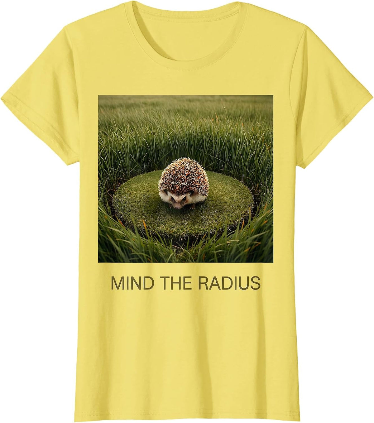 Mind The Radius Cute Hedgehog Animal Lover Humor T-Shirt - Lemon Yellow