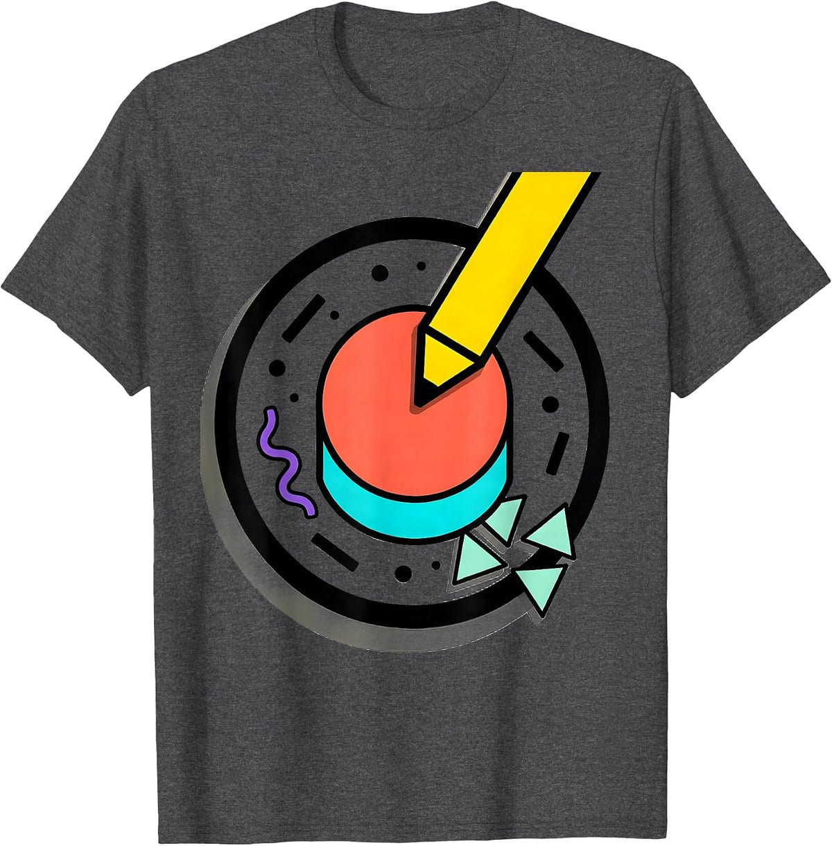 First Dot Pencil Tip Blank Page Graphic Design T-Shirt - Dark Heather Grey