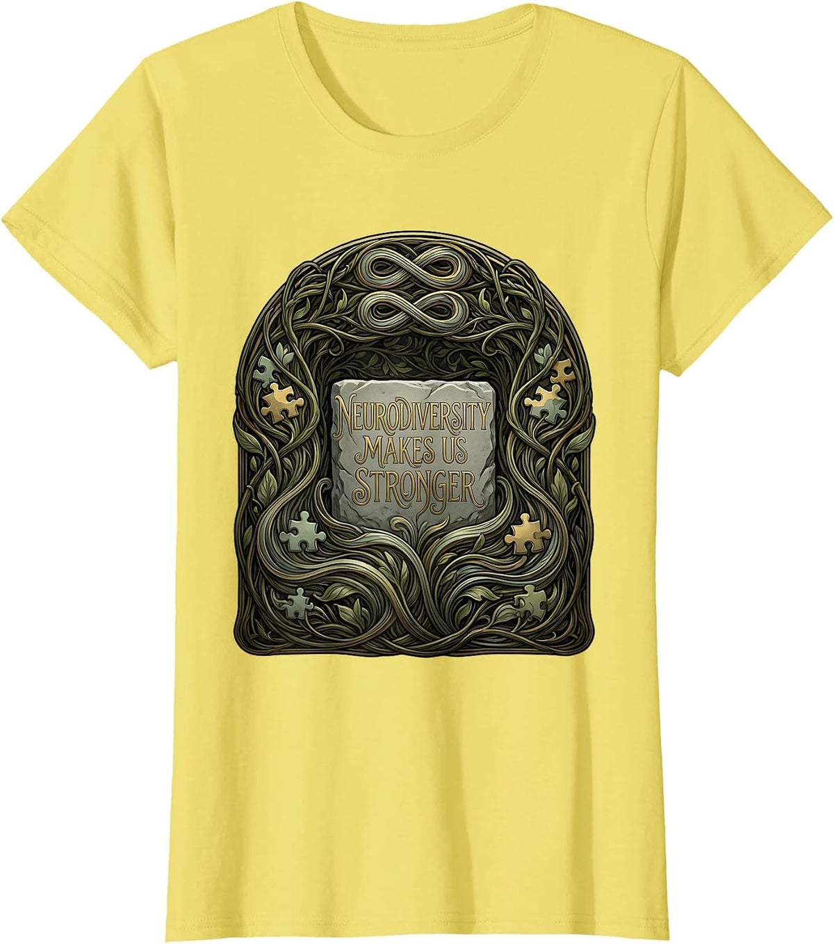 Neurodiversity Makes Us Stronger Autism Awareness T-Shirt - Lemon Yellow