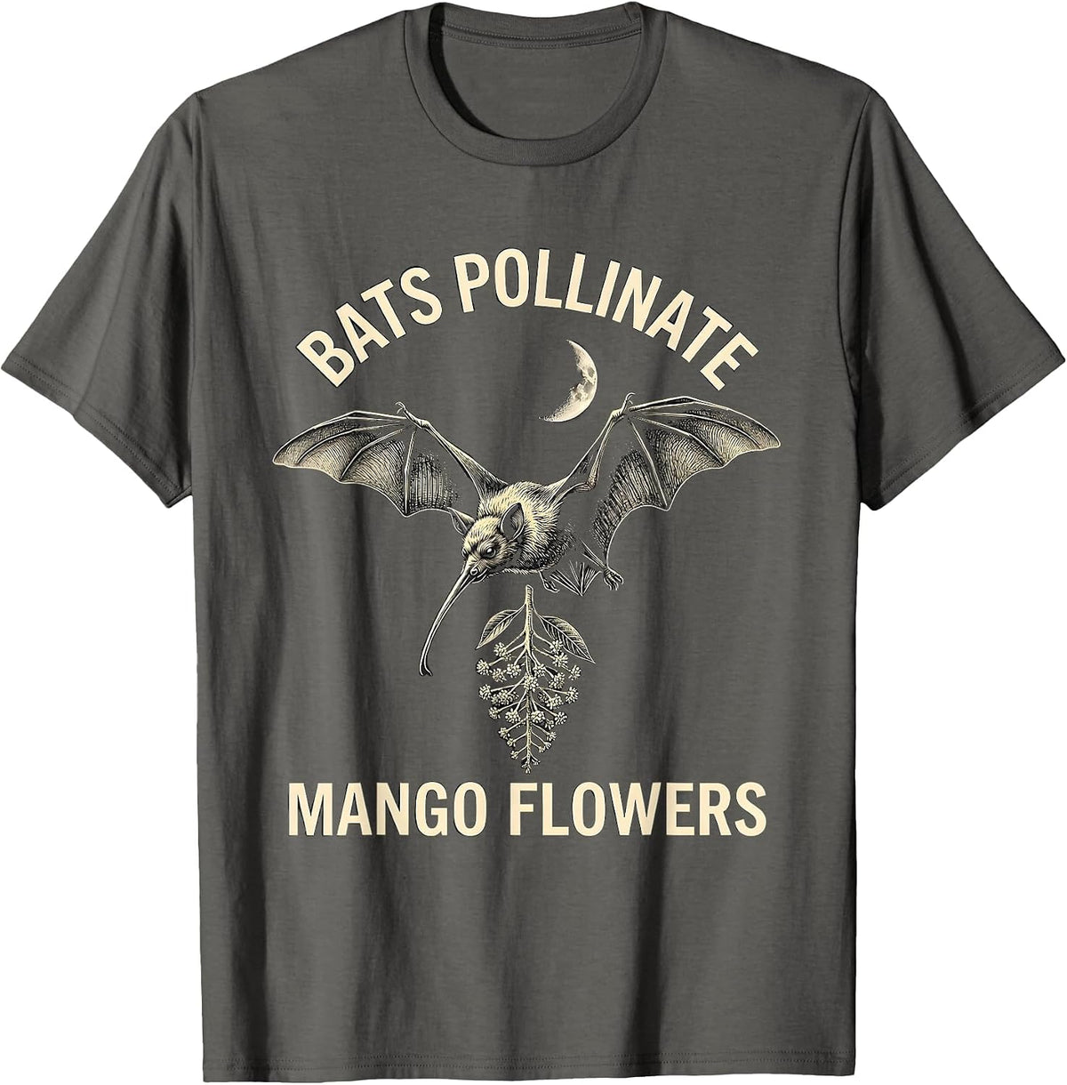 Bats Pollinate Mango Flowers Funny Bat Lover Halloween T-Shirt - Asphalt Grey