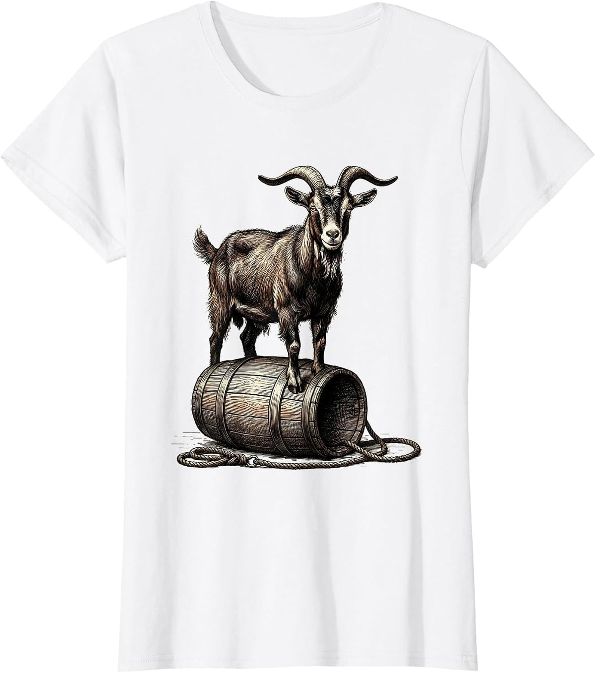 Women's Goat On Bucket Funny Farm Animal Lover Humor T-Shirt - White