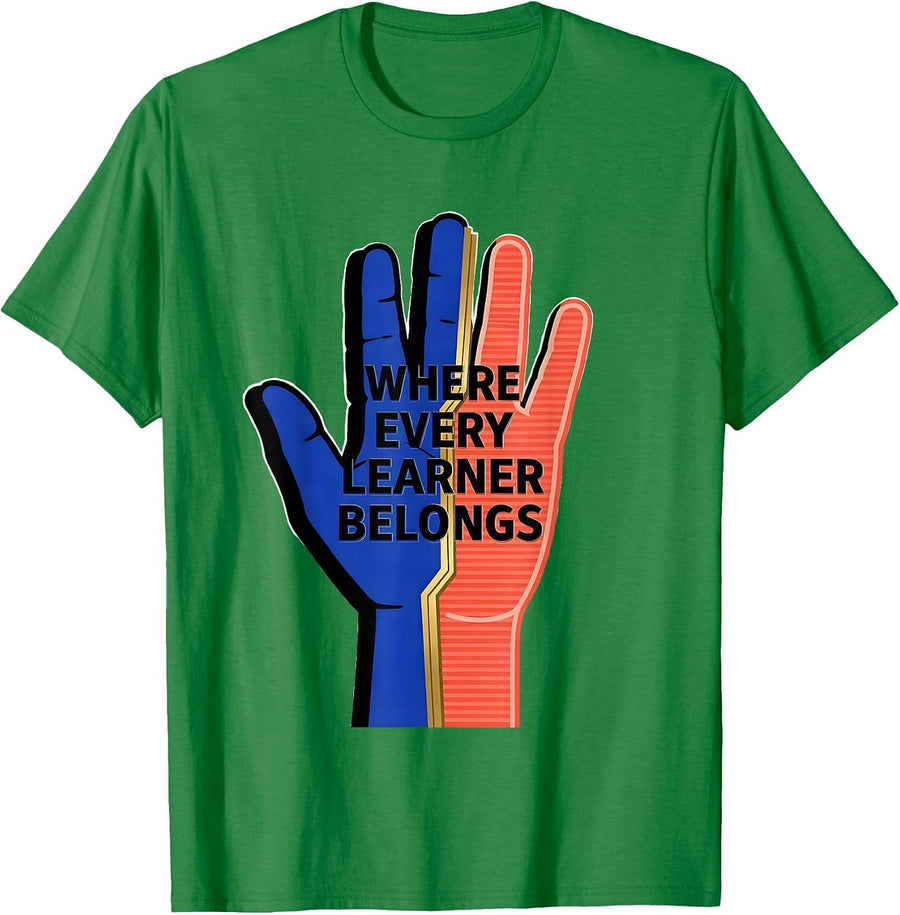 Men's Where Every Learner Belongs Special Education Design T-Shirt - Kelly Green