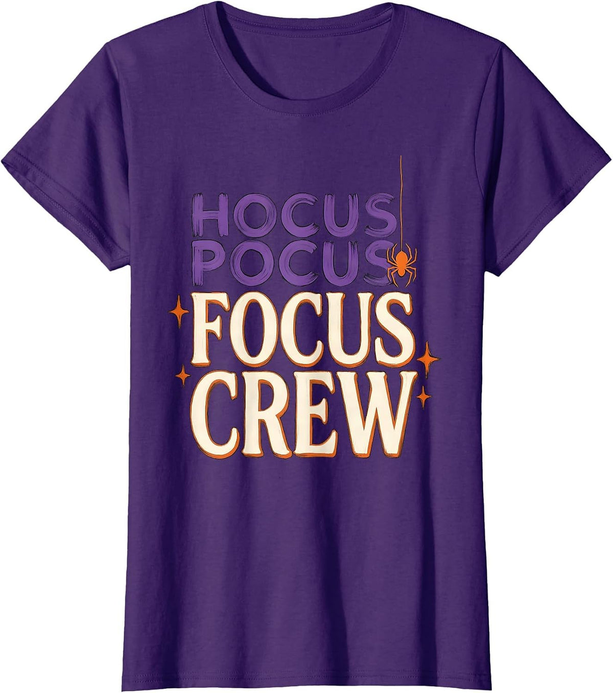 Women's Hocus Pocus Focus Crew Funny Teacher Halloween Costume T-Shirt - Purple
