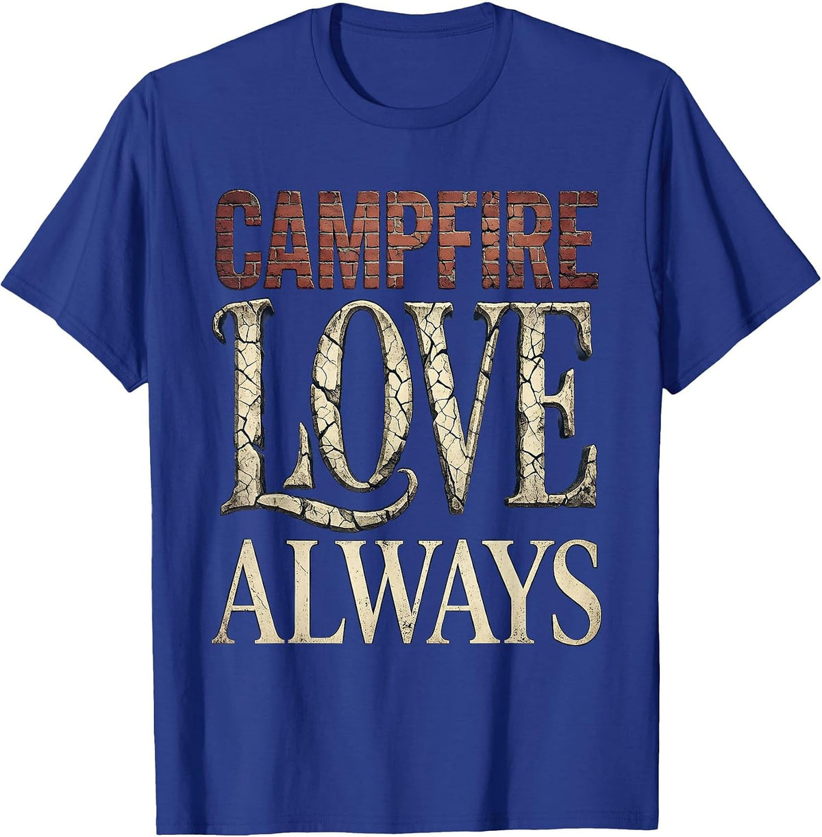 Men's Campfire Love Always Fall Camping Minimalist Design T-Shirt - Royal Blue