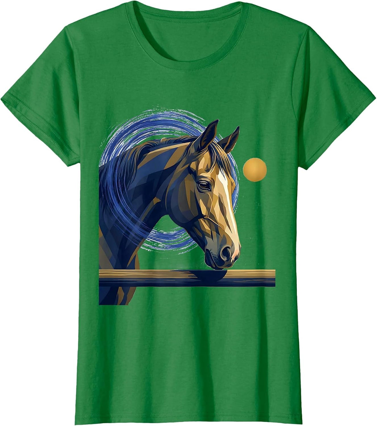 Women's Horse Night Portrait Illustration Animal Lover Keepsake T-Shirt - Kelly Green