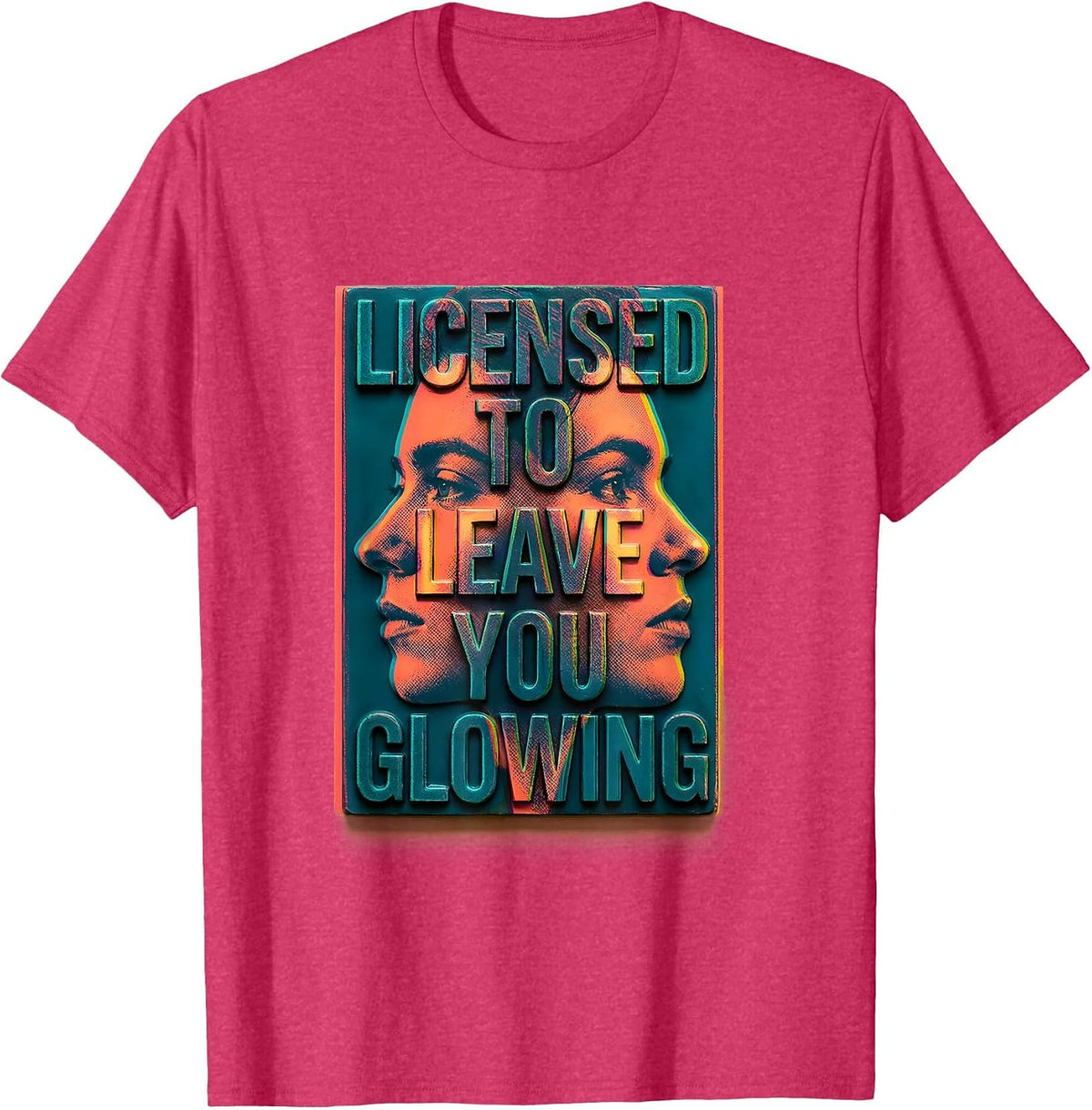 Licensed To Leave You Glowing Risograph Esthetician Skincare T-Shirt - Red Heather