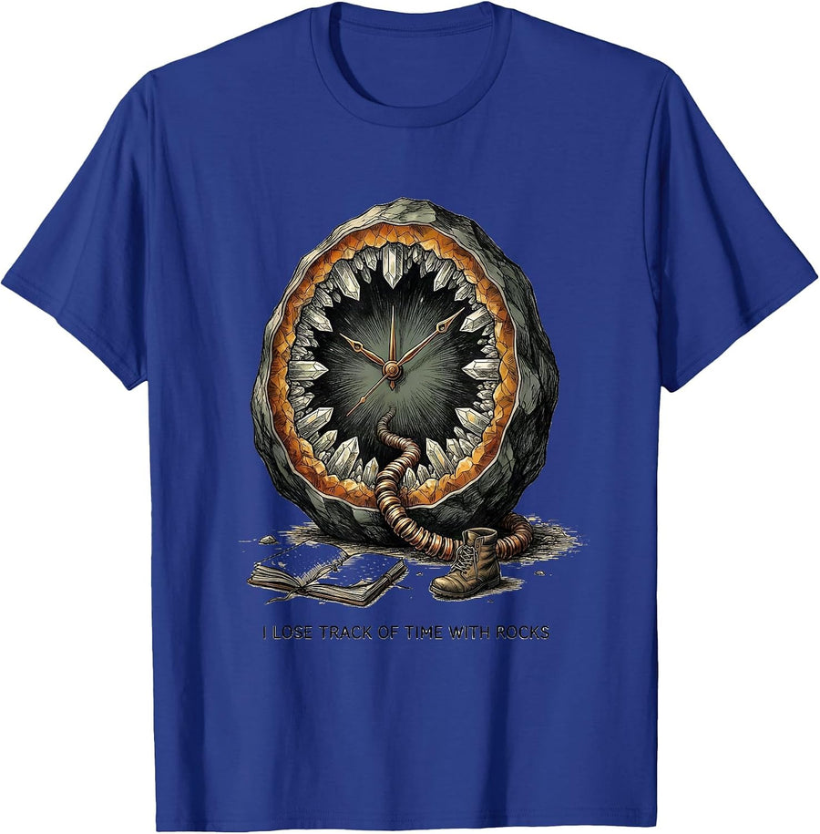 I Lose Track Of Time With Rocks Funny Rock Collector Geode T-Shirt - Royal Blue