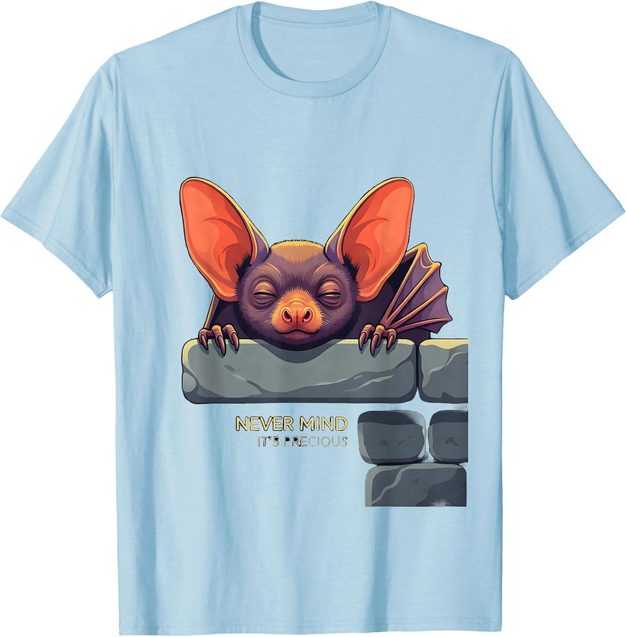 Men's Never Mind, It's Precious Vintage Bat Lover Halloween Nature T-Shirt - Baby Blue