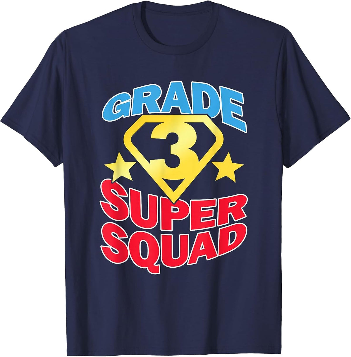 Grade 3 Super Squad Superhero Teacher Team T-Shirt - Navy Blue