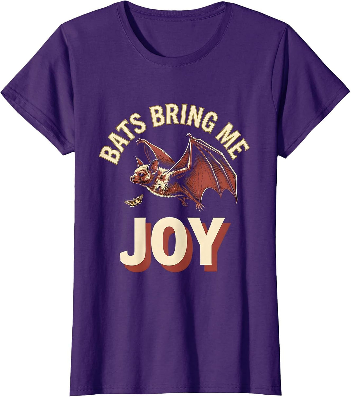 Women's Bats Bring Me Joy Whimsical Bat Lover Wildlife Conservation T-Shirt - Purple